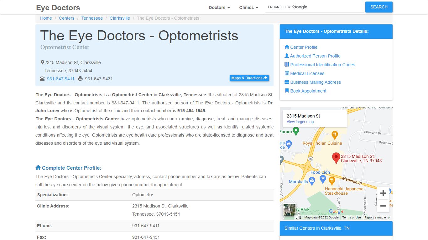 The Eye Doctors - Optometrists - Eye Care Clinic in Clarksville, TN